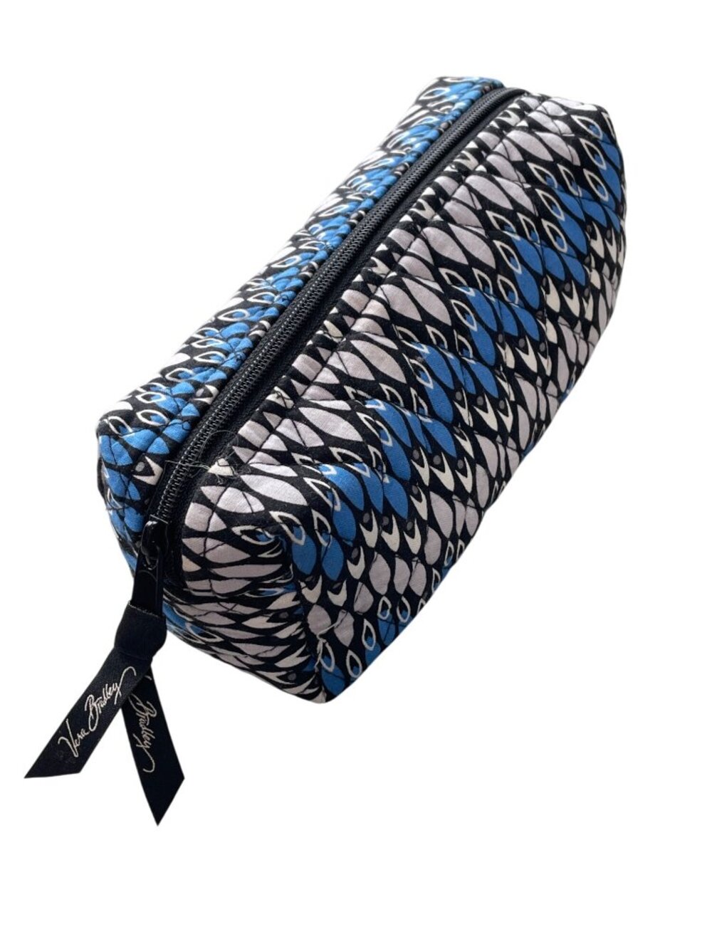 Vera Bradley Quilted Zippered Cosmetic Pouch Make Up Bag Geometric Vinyl Lined